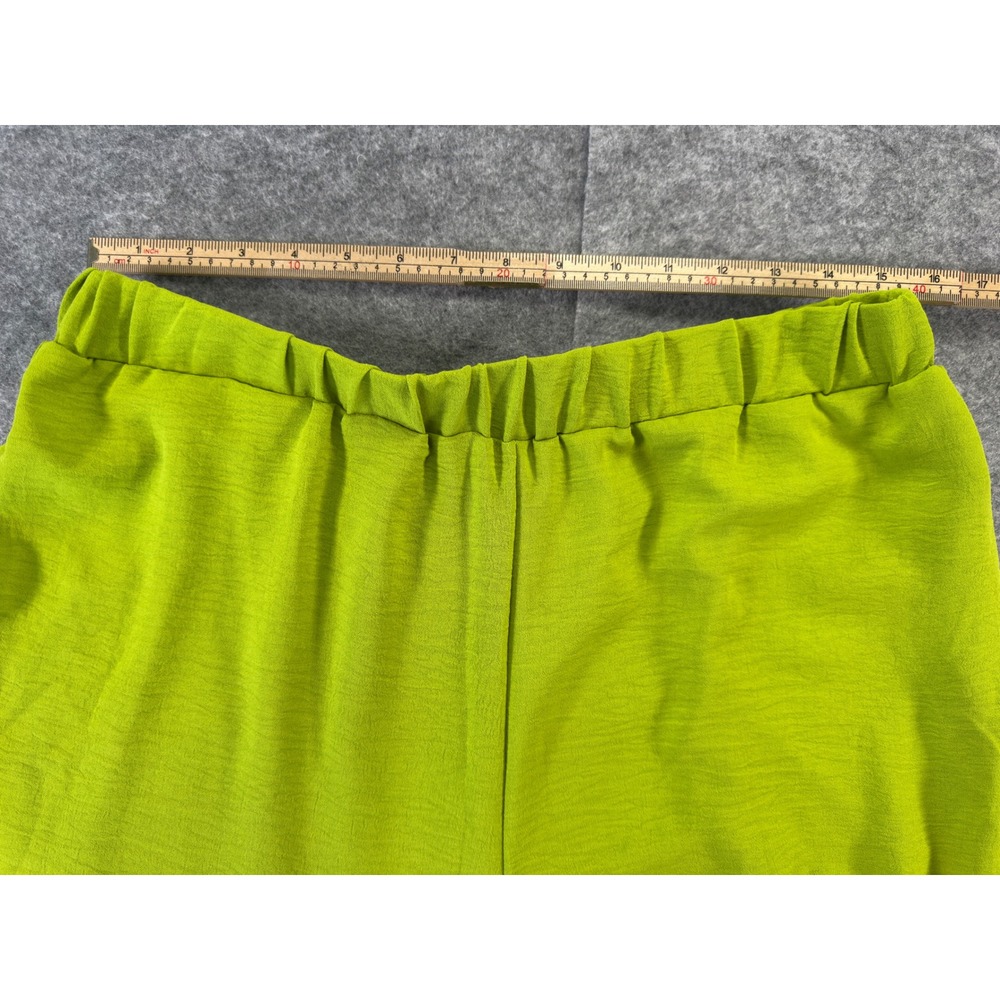 Unbranded Wide Leg Pants Women XL Lime Green Textured Elastic Waist Flowy - Picture 9 of 16